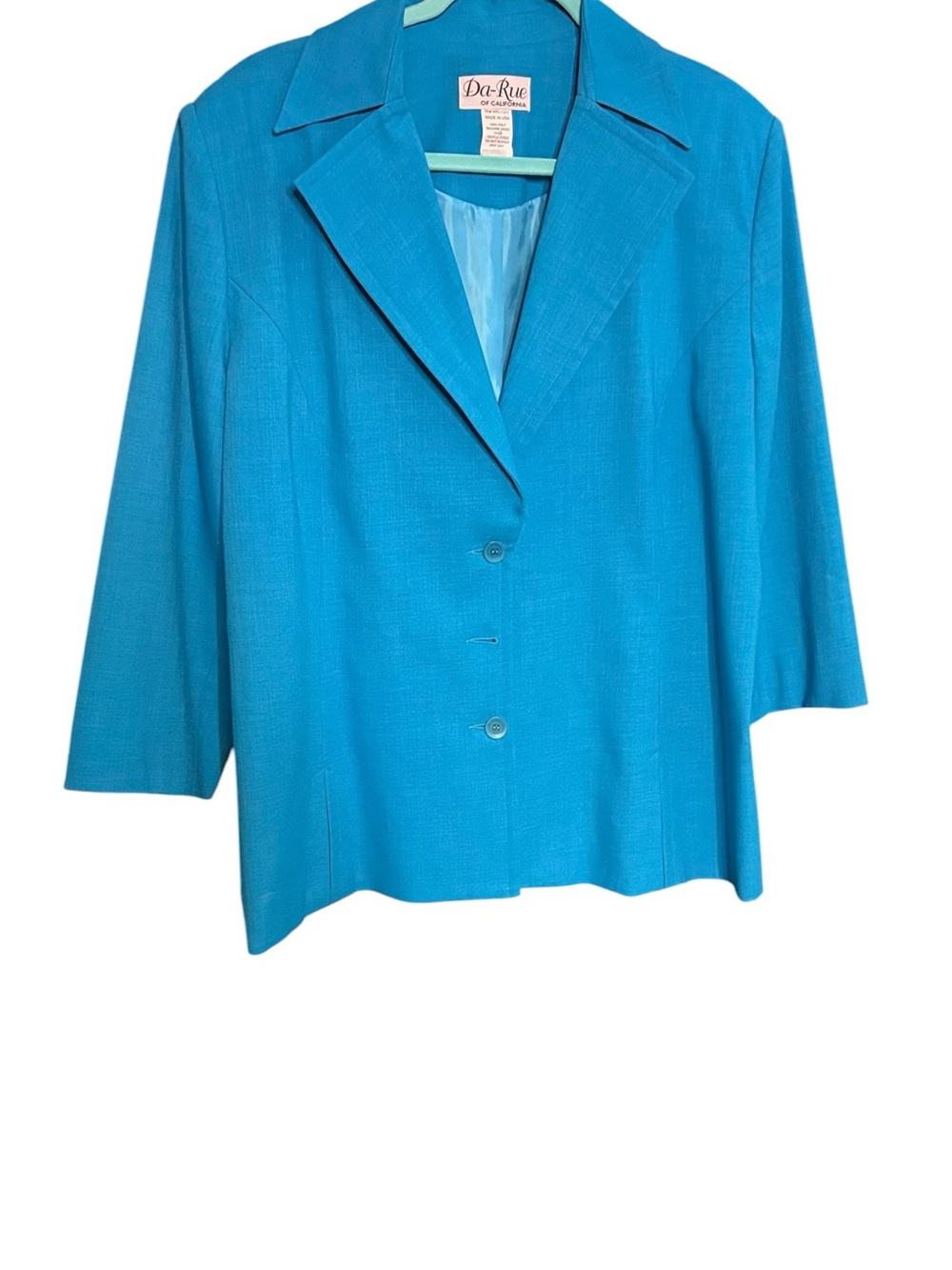 Da-Rue OfficeWear Bright Turquoise Women's Blazer 3 Button Closure